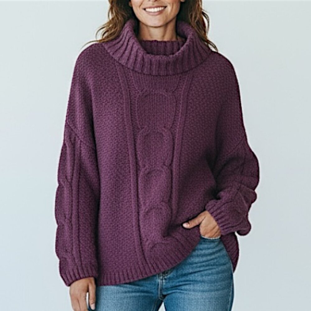 NWT ~ SEVEN 7 CHENILLE SWEATER ~ BLACKBERRY WINE COLOR ~ SIZE XXL